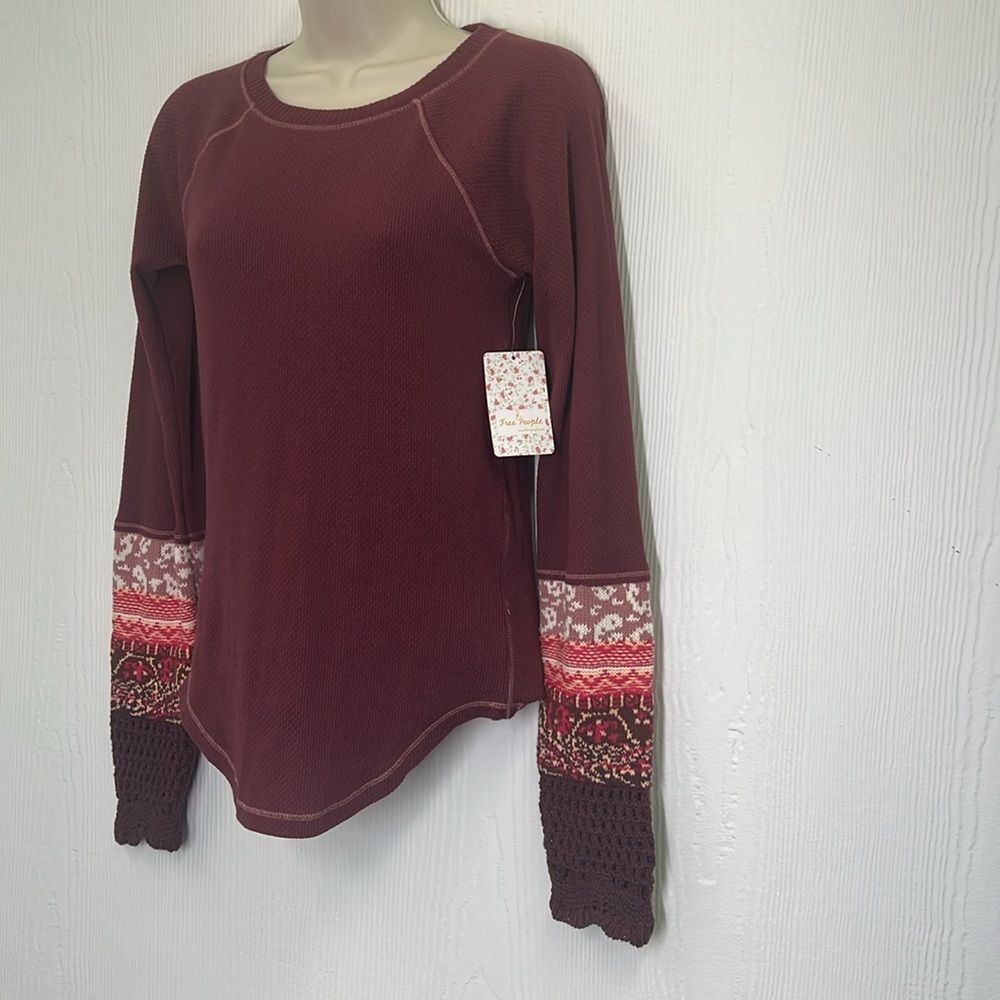 Free People - NWT In The Mix Rio Vino Thermal Long Sleeve Fun Top Size Medium - Picture 6 of 12